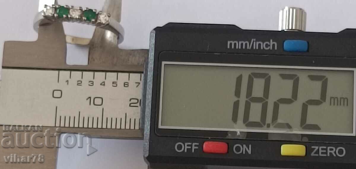 Inel din aur alb de 18k cu diamante si smaralde - 7 Inel din aur alb de 18k cu diamante si smaralde - 7