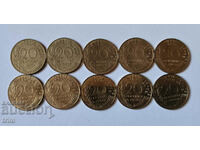 Franta lot complet 20 centimes 1980 - 1989 an