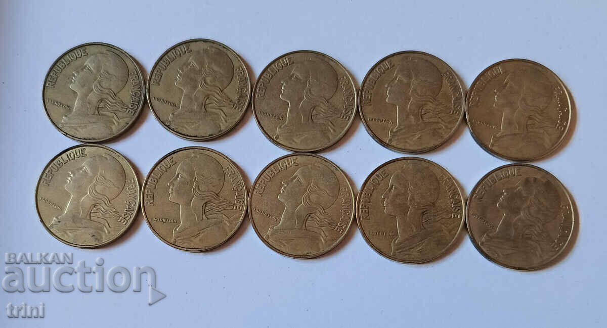 France complete lot 20 centimes 1970 - 1979 with price 6.00 BGN | € 3.07 France complete lot 20 centimes 1970 - 1979 with price 6.00 BGN | € 3.07