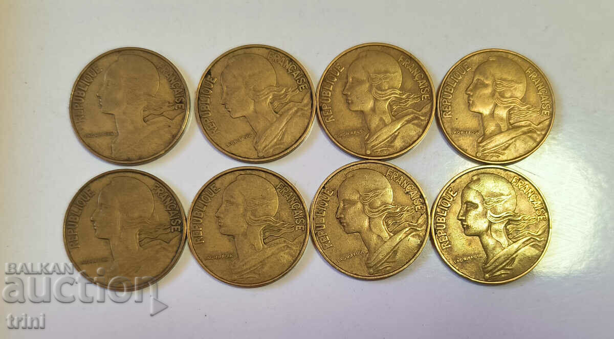 France complete lot 20 centimes 1962 - 1969 year with price 5.00 BGN | € 2.56