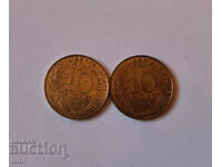 Γαλλία παρτίδα 10 centimes 1993 και 1994
