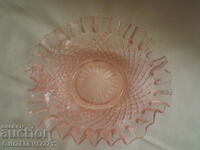 RARE art nouveau pink curly glass candy