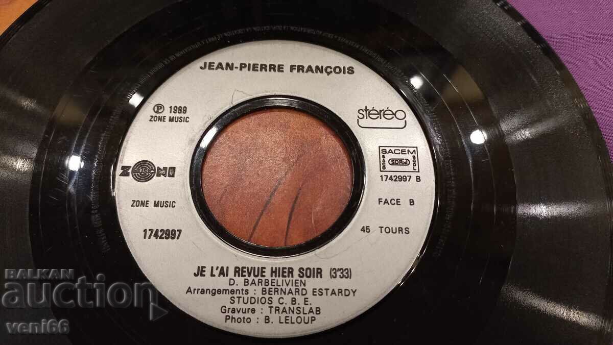 Auction Gramophone record - small format Jean Pierre Francois Auction Gramophone record - small format Jean Pierre Francois