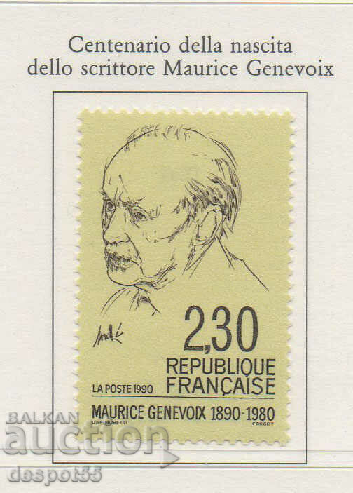 1990. France. The 100th anniversary of the birth of Maurice Geneveux.