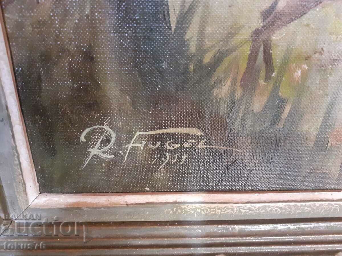 Auction Old original painting oil on canvas, signed, wooden frame Auction Old original painting oil on canvas, signed, wooden frame