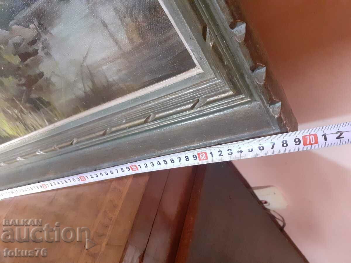 Delivery of Old original painting oil on canvas, signed, wooden frame Delivery of Old original painting oil on canvas, signed, wooden frame