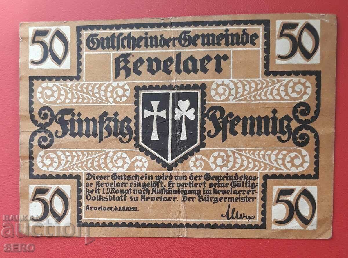 Banknote-Germany-S.Rhein-Westphalia-Kevelar-50 Pfennig 1921