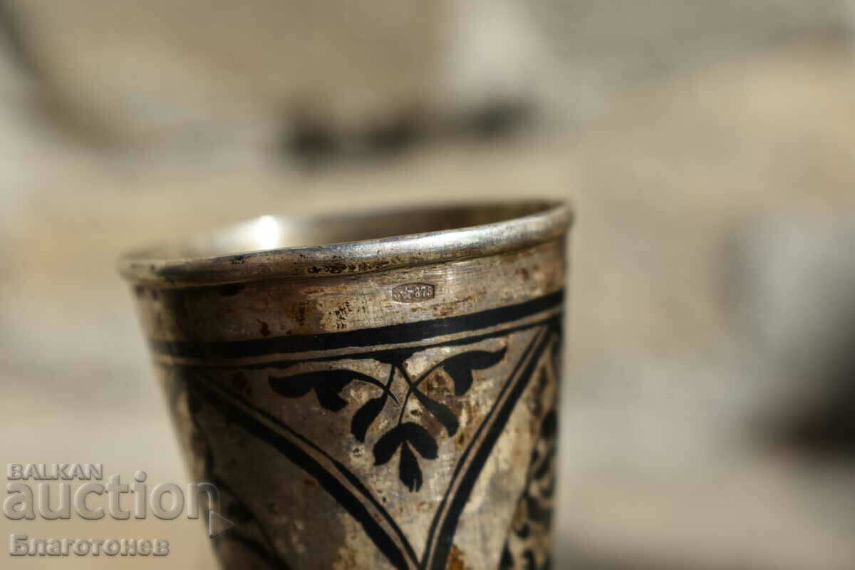Silver Russian niello cup - 5