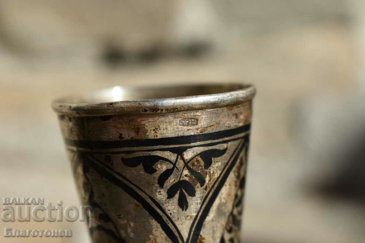 Silver Russian niello cup - 6