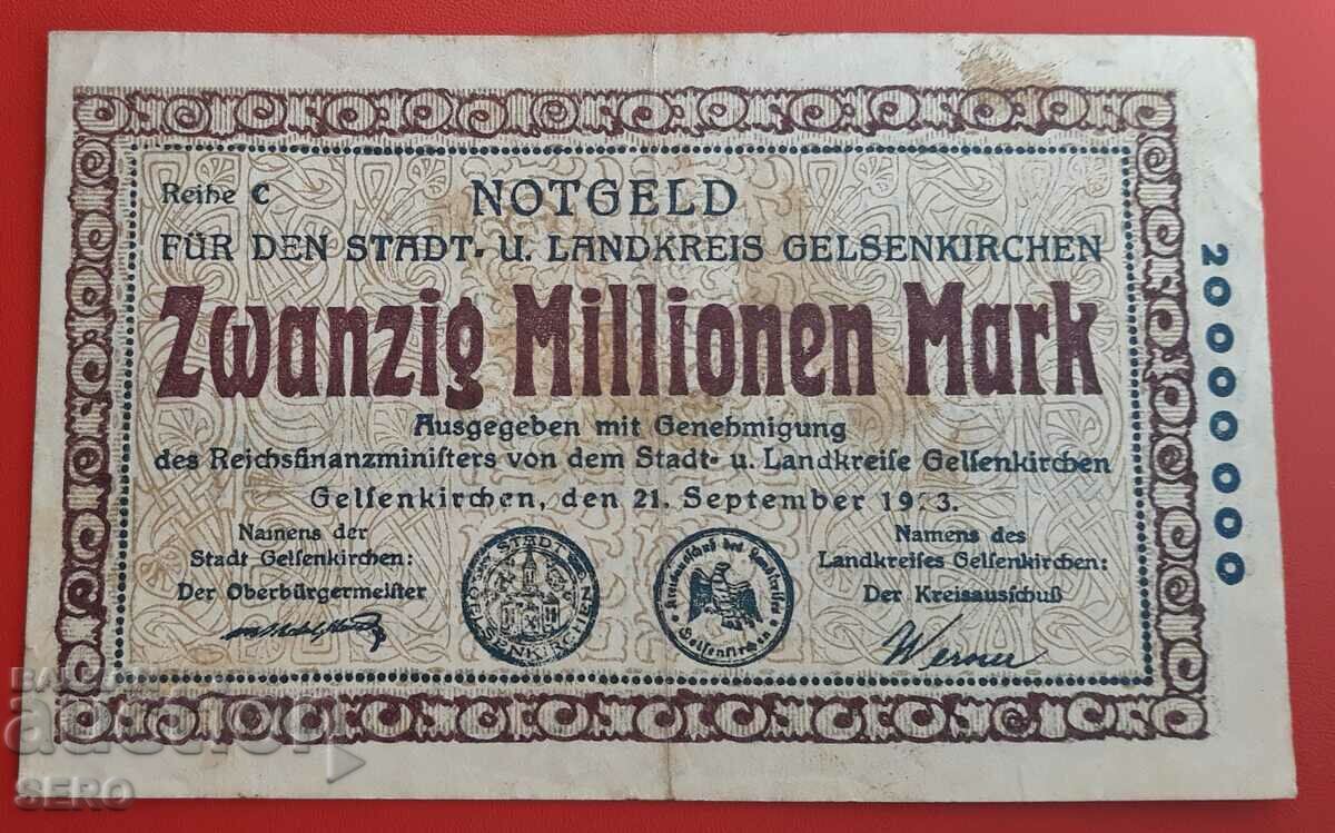Банкнота-Германия-С.Рейн-Вестфалия-Гелзенкирхен-20 млн м