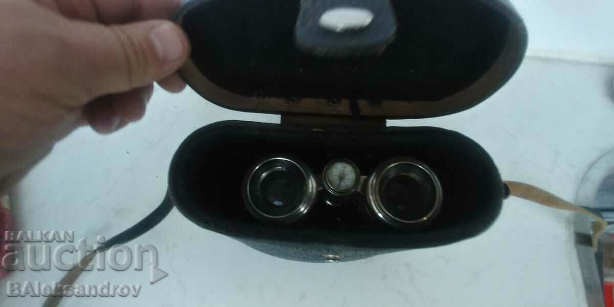 Old binoculars with box and compass - 5 Old binoculars with box and compass - 5