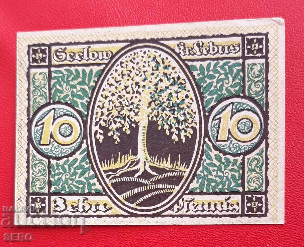 τραπεζογραμμάτιο-Γερμανία-Βρανδεμβούργο-Zelow-10 Pfennig 1920