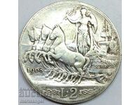 2 lire 1908 Italy silver - rare