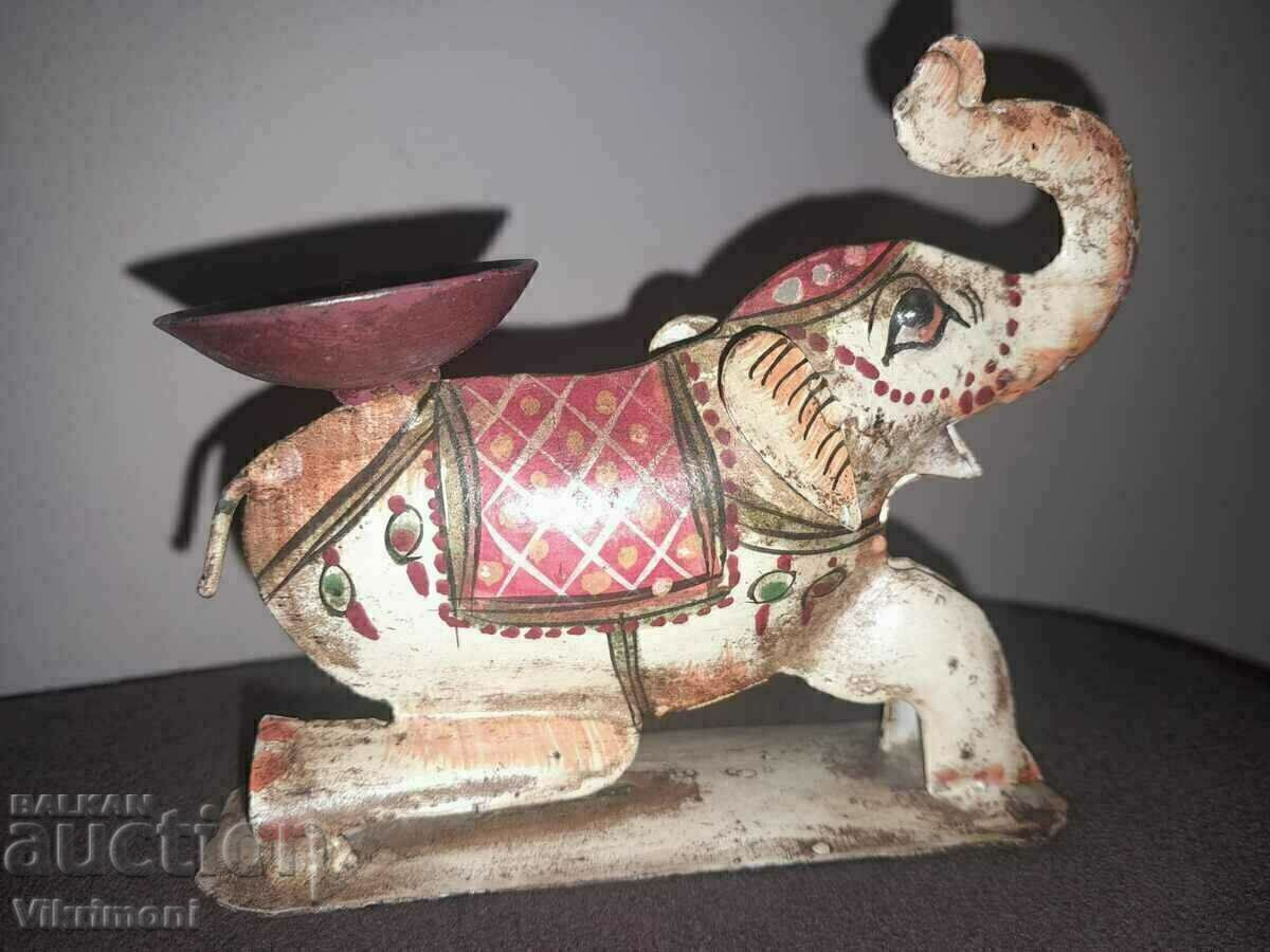 Фигура,играчка,арт Деко,свещник,слон ламарина,рисуван - 6
