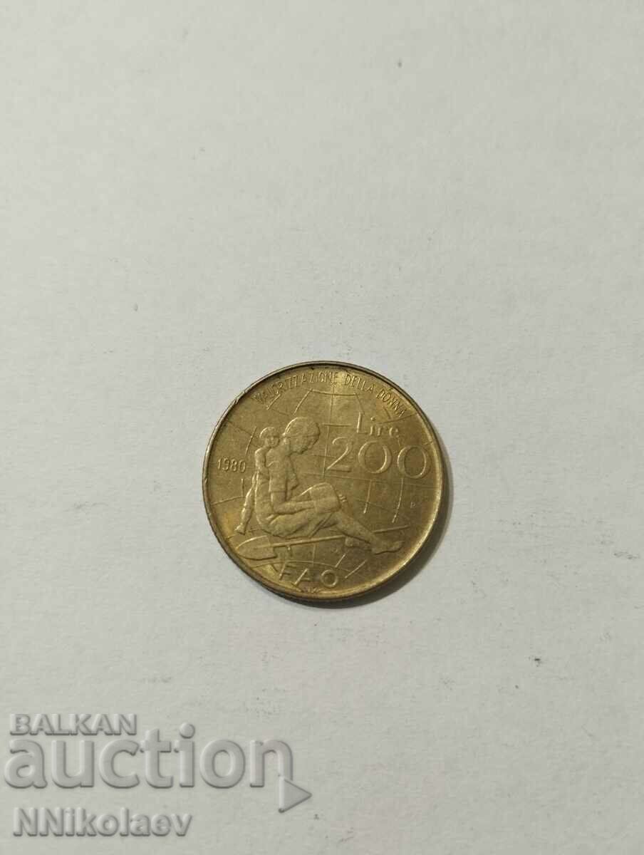 Italy 200 lire 1980 FAO - Women's Year with price 2.00 BGN | € 1.02