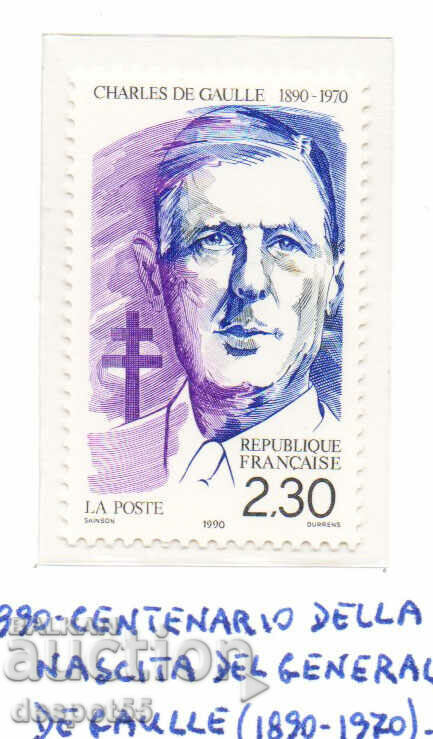 1990. Франция. 100 години от рождението на Шарл дьо Гол.