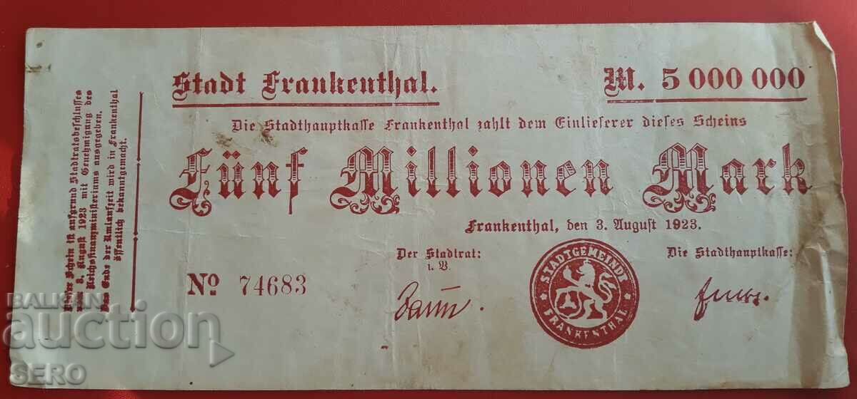 Banknote-Germany-Rheinland-Pfalz-Frankenhall-5,000,000 marks