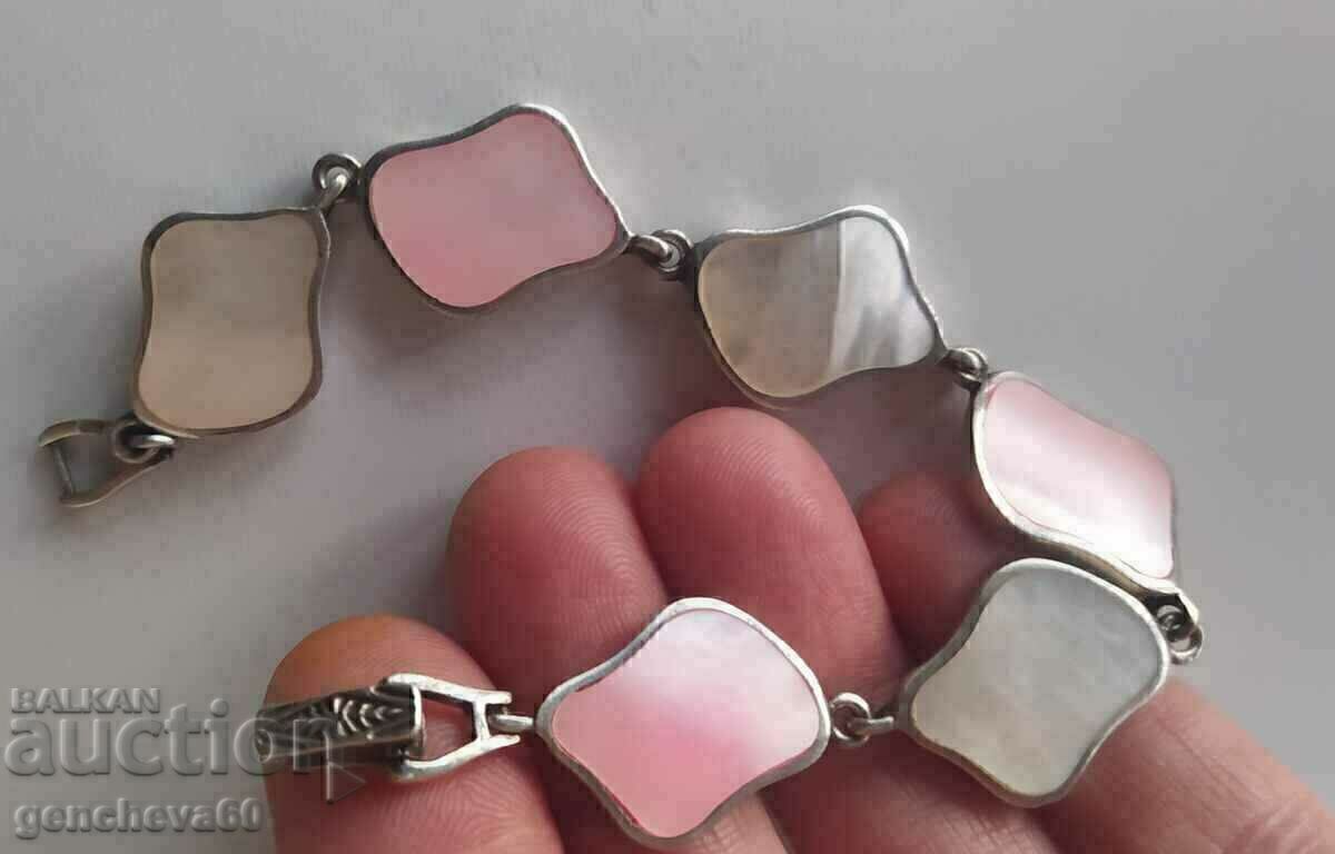 Delivery of COLLAR Retro bracelet 23g. silver, mother of pearl