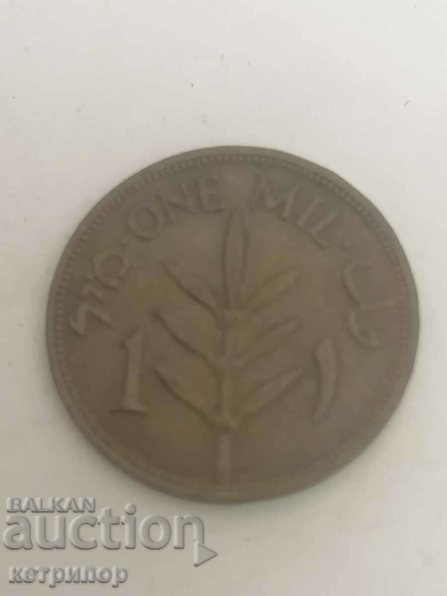 1 mils 1937 Palestina Rare Copper