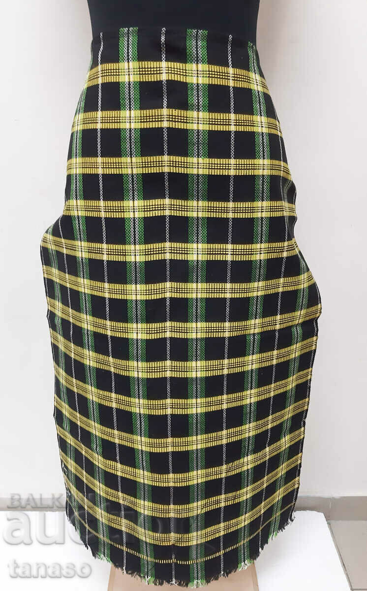 Old woven apron, plaid, black, yellow(16.3)