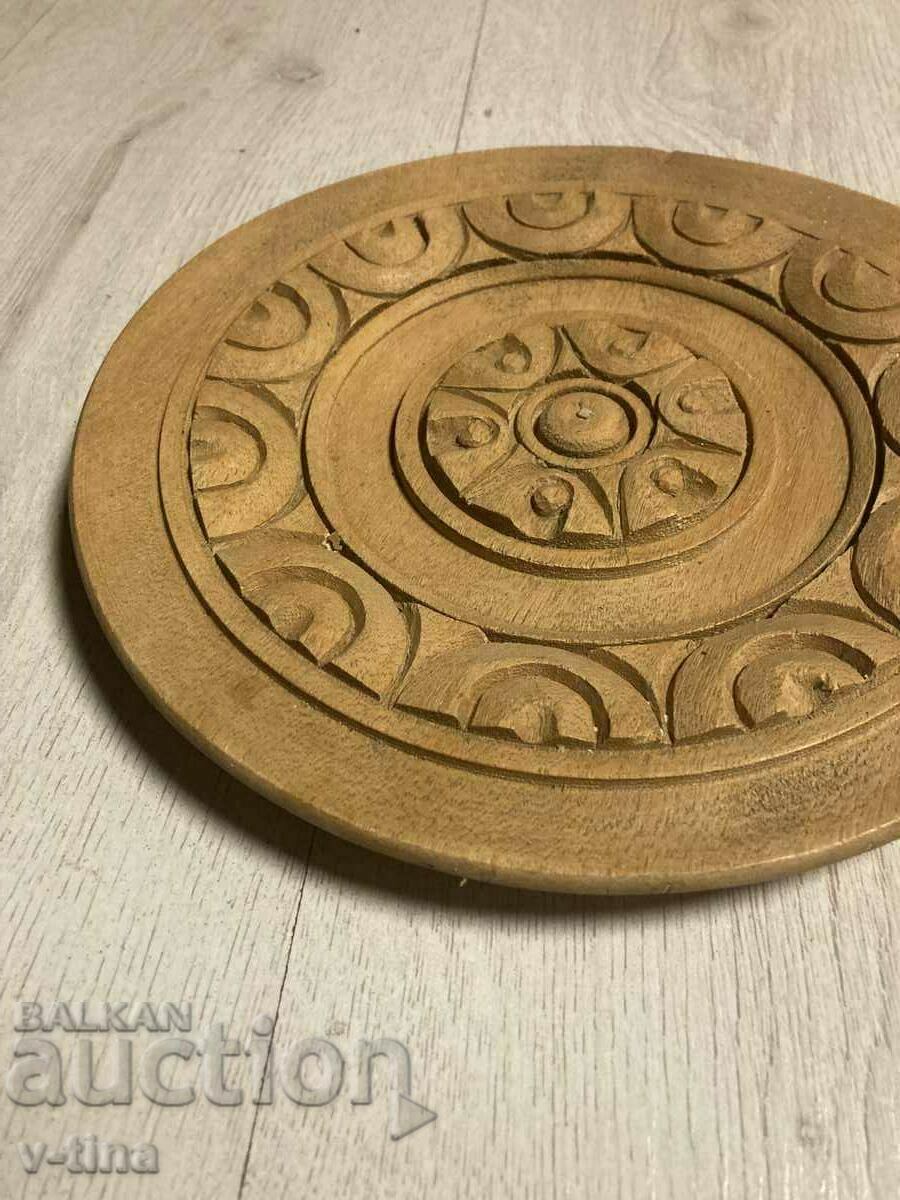 Wooden large excellent plate wood carving