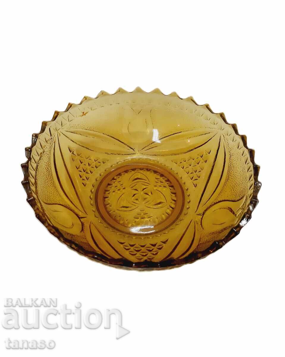 Auction  Vintage amber glass bowl Fairfield motif