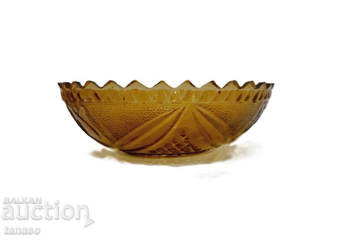 Vintage amber glass bowl Fairfield motif - 5
