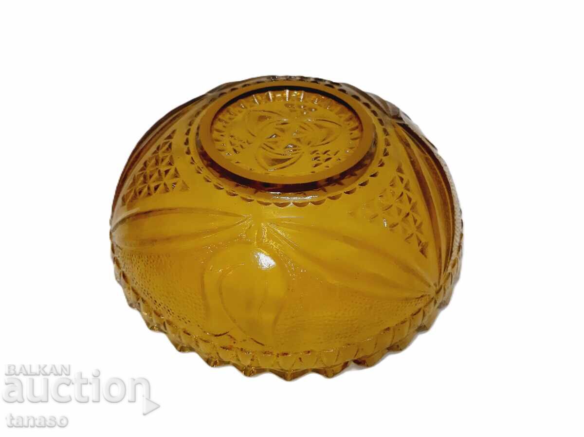Vintage amber glass bowl Fairfield motif - 7