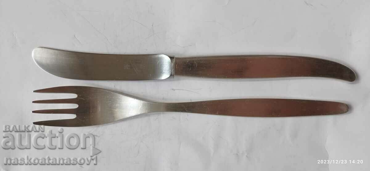 Cuțit și furculiță "WMF" placate cu argint