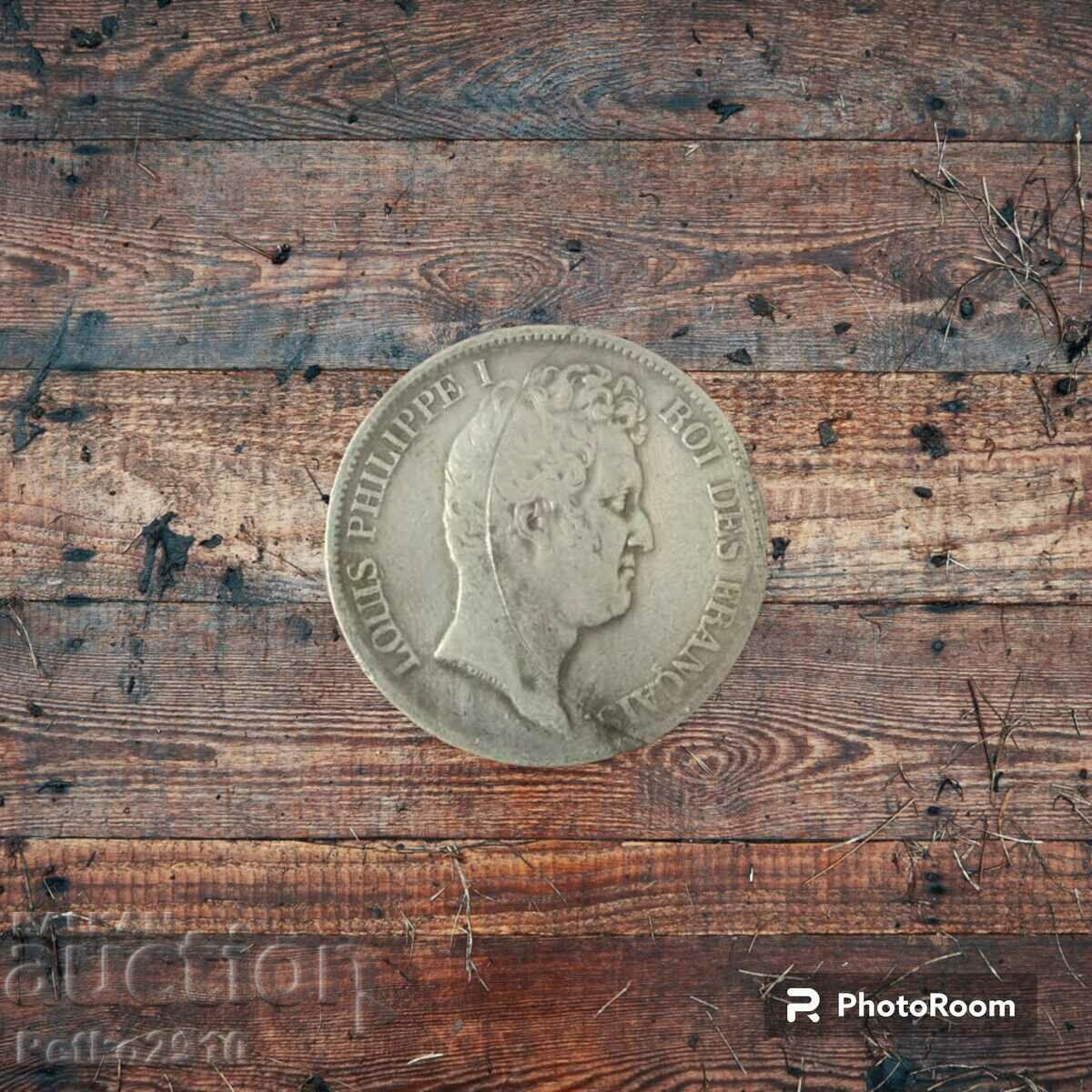 Moneda de argint 5 franci Philippe I 1831.