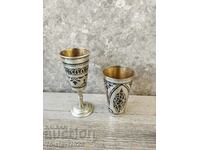 Old Russian silver 875 cups, nielo