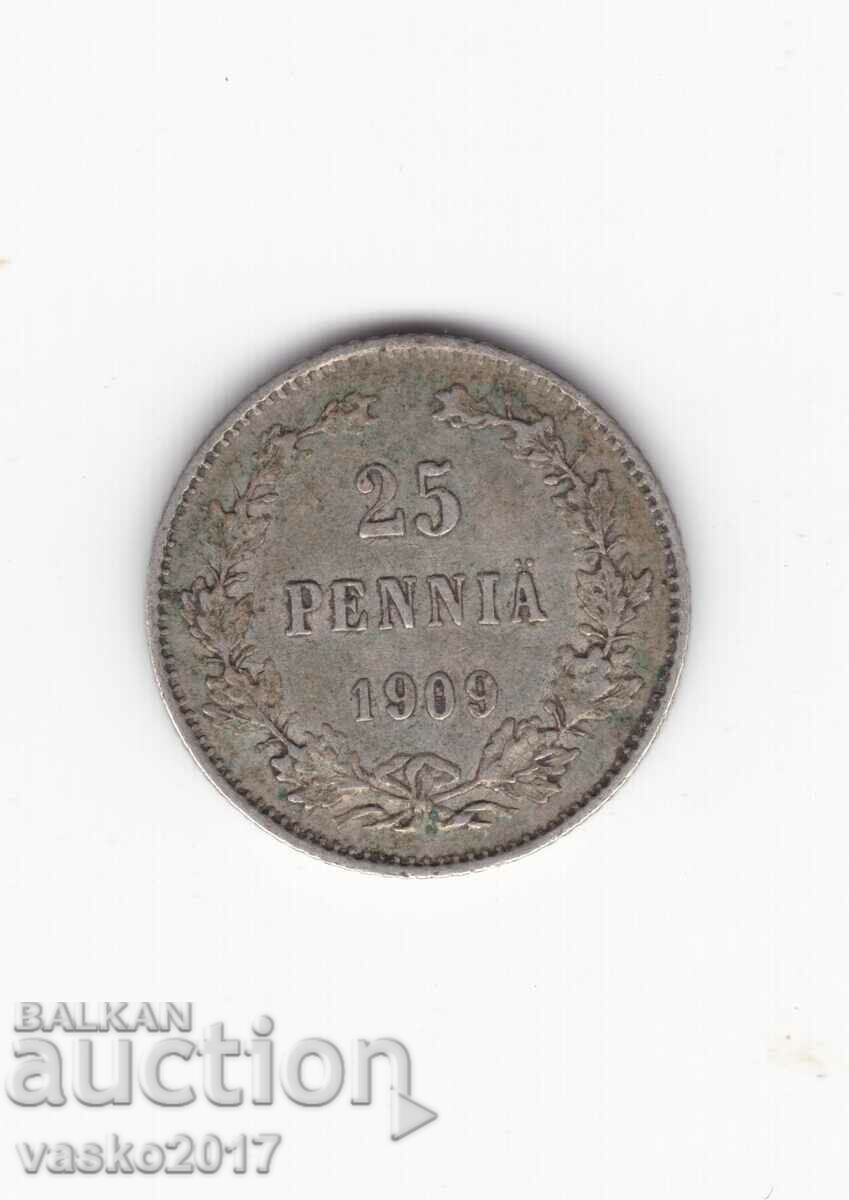 25 PENNIA - 1909 Russia for Finland