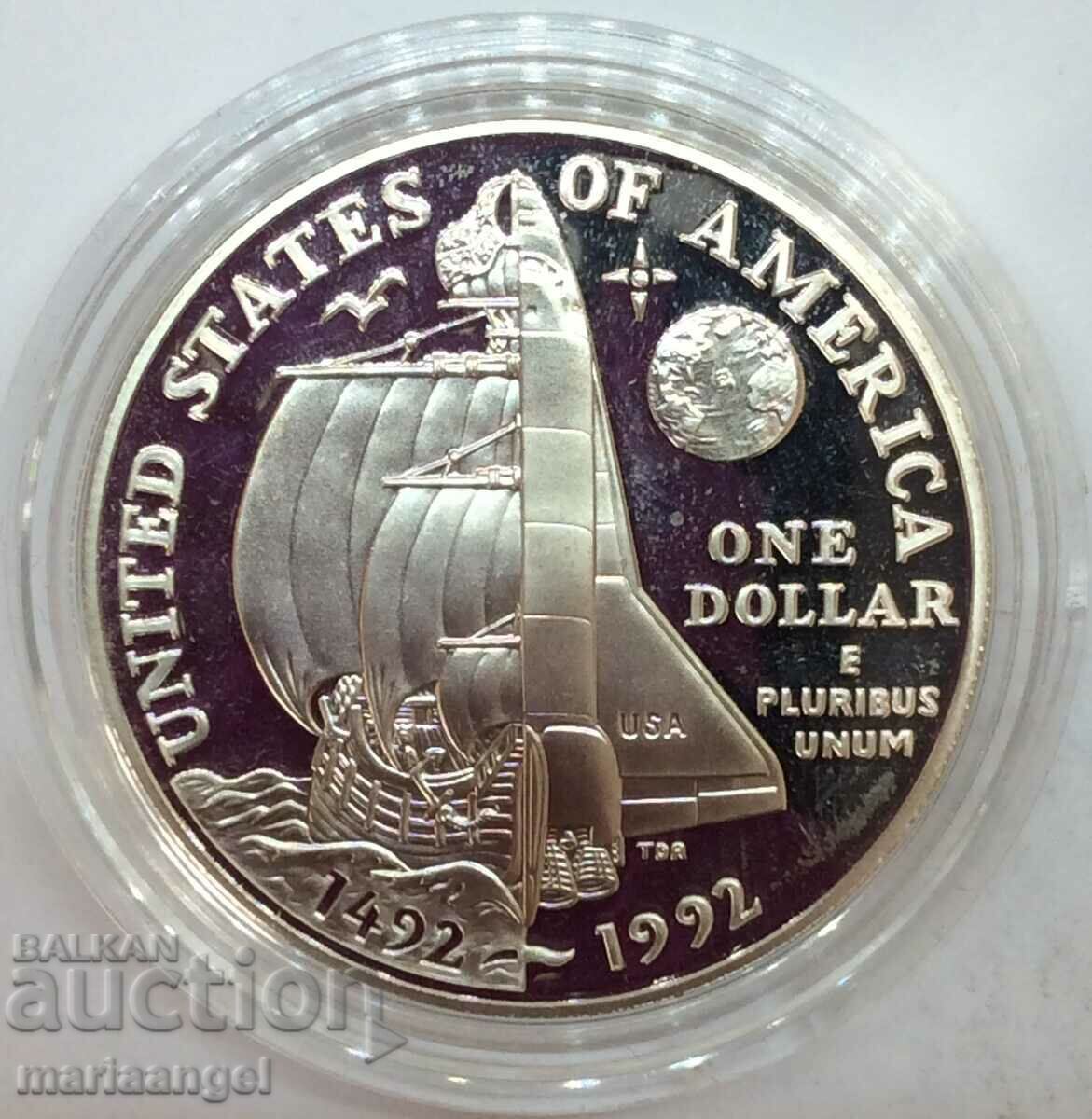 САЩ 1 долар 1992 Юбилей - 500 г. на Колумб UNC PROOF капсула