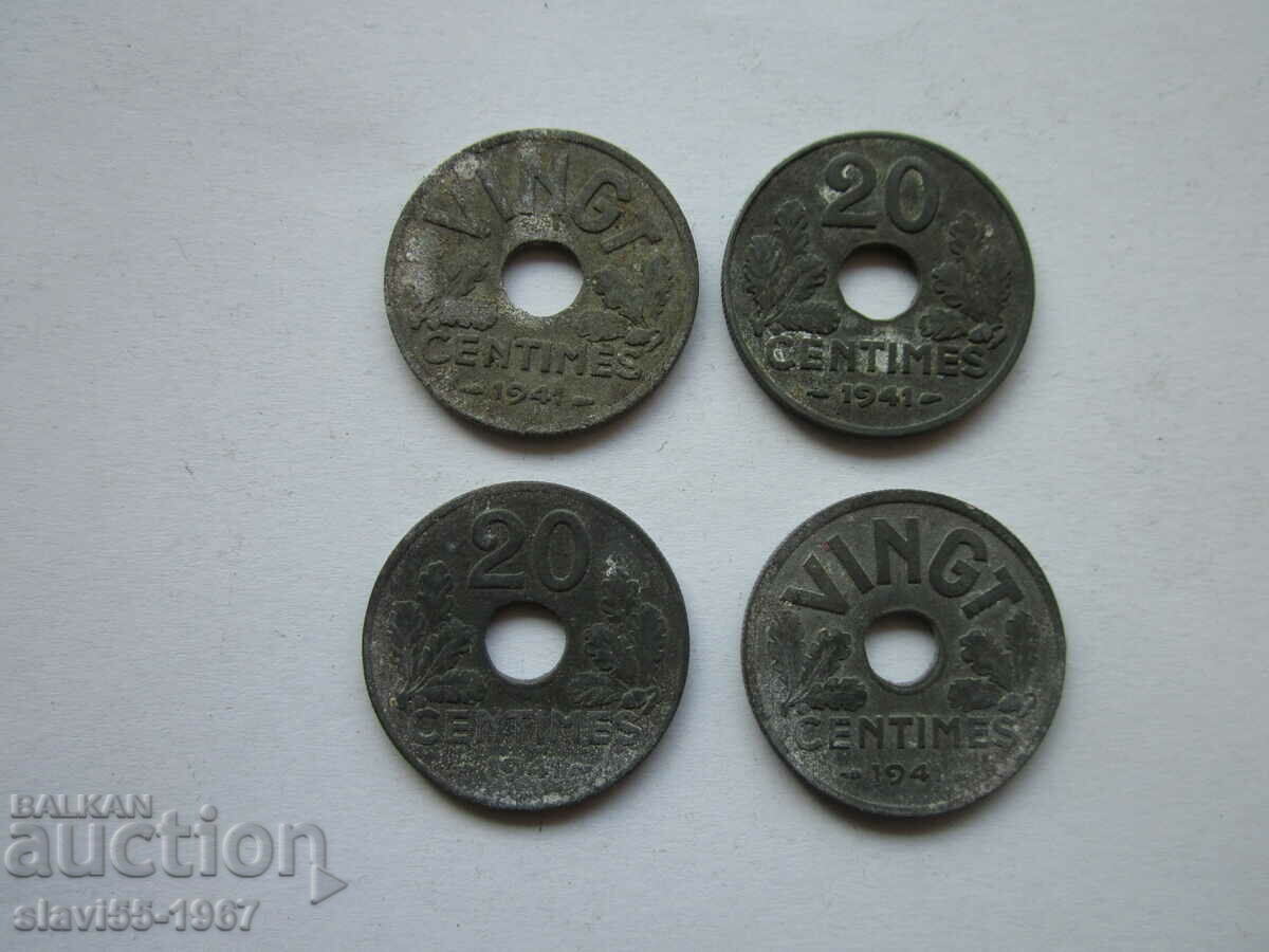 LOT 20 CENTIMES FRANCE 1941 TWO OPTIONS BZC !!!