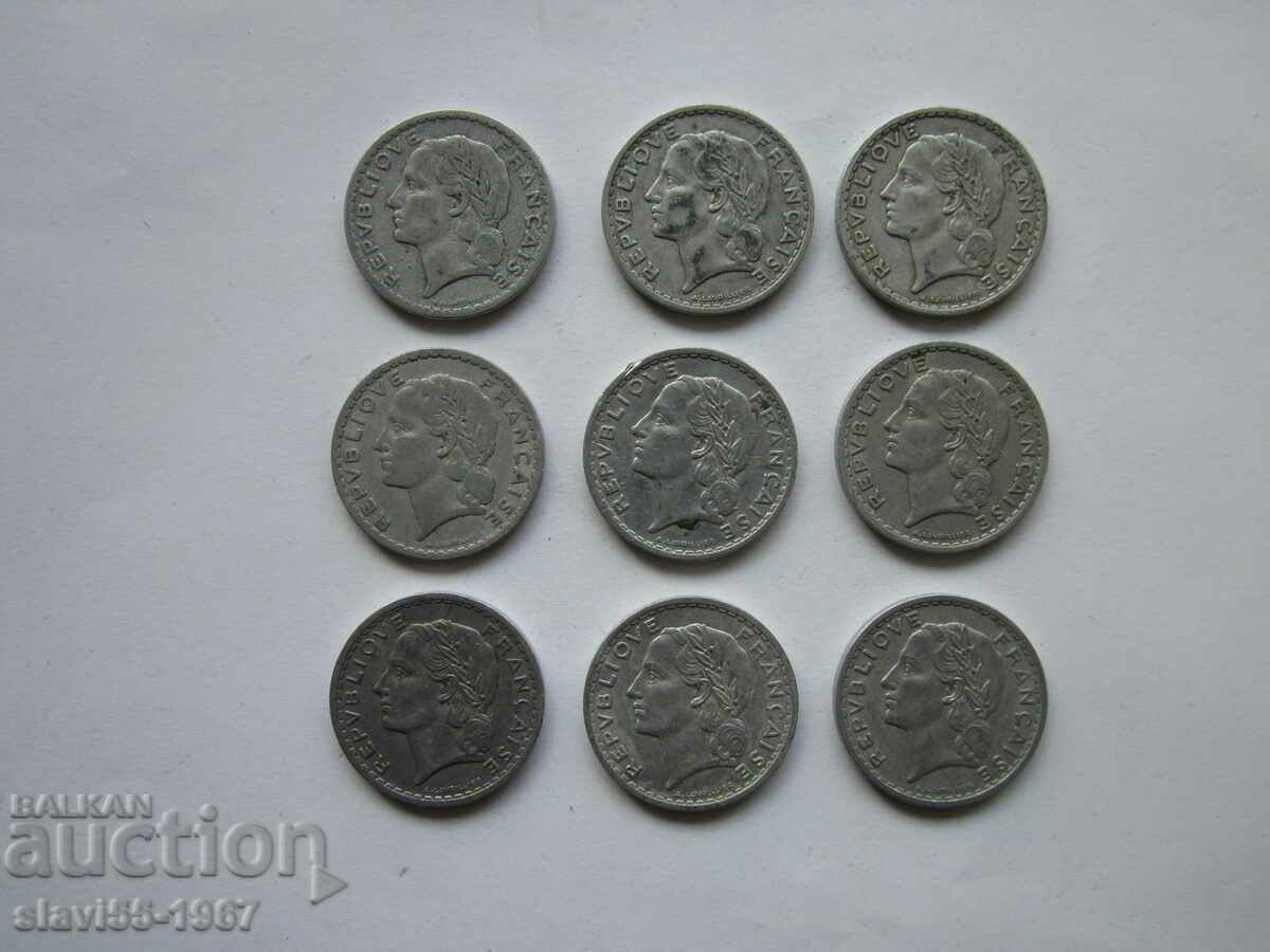 LOT 5 FRANC FRANCE 1949 BZC !!! with price 8.00 BGN | € 4.09 LOT 5 FRANC FRANCE 1949 BZC !!! with price 8.00 BGN | € 4.09