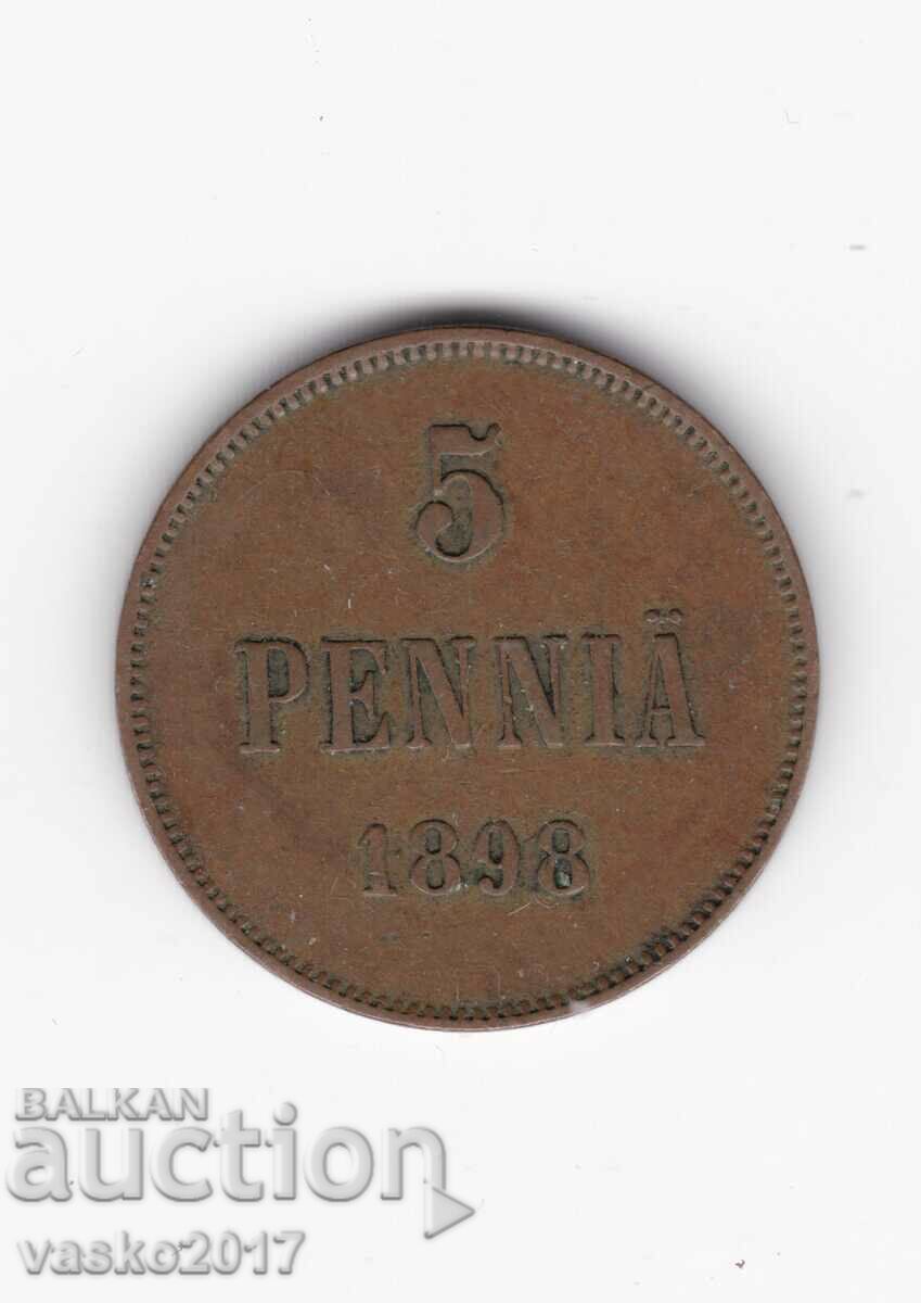 5 PENNIA - 1898 Russia for Finland