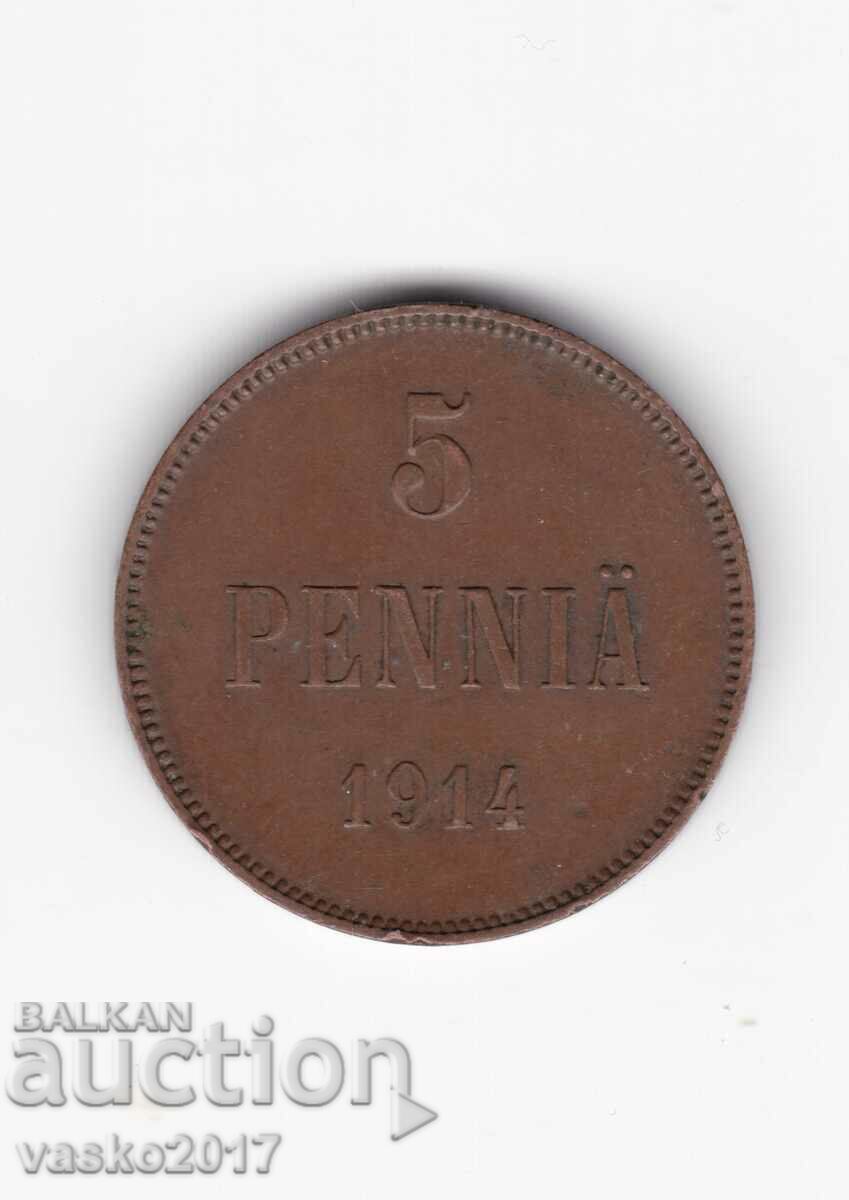 5 PENNIA - 1914 Russia for Finland