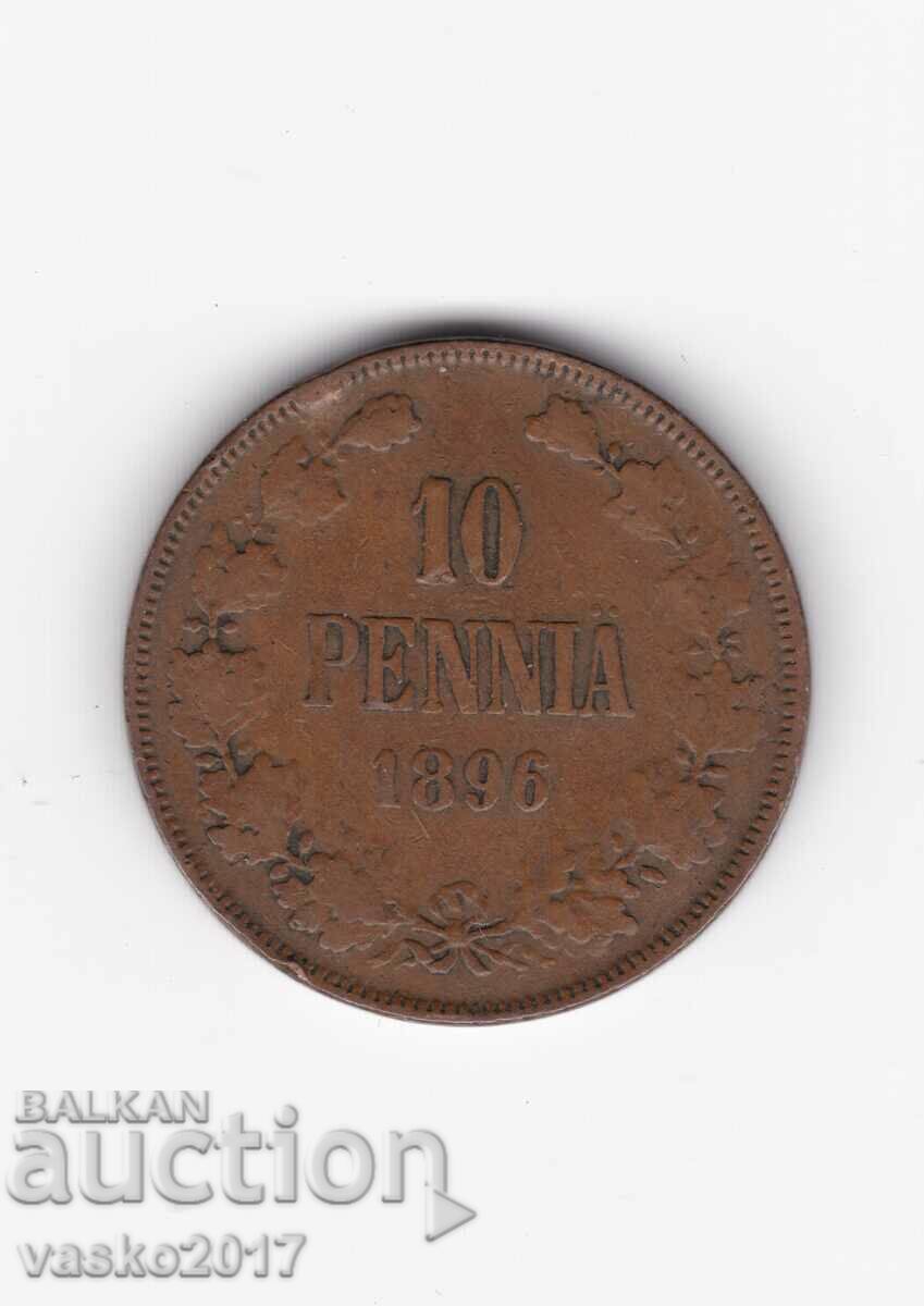 10 PENNIA - 1896 Russia for Finland