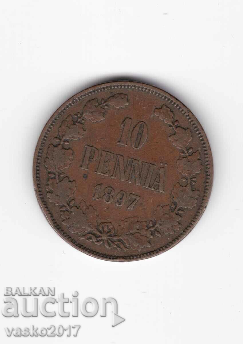 10 PENNIA - 1897 Russia for Finland