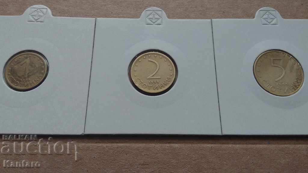 Monedă - BULGARIA - 1 ; 2; 5 cenți - 1999