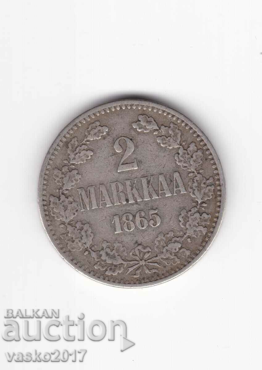 2 MARKKAA - 1865 Russia for Finland