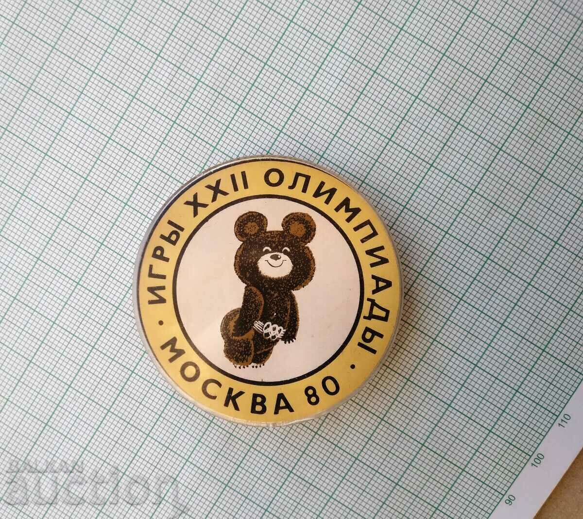 Auction 14272 Badge - Olympics Moscow 1980 - Misha Auction 14272 Badge - Olympics Moscow 1980 - Misha