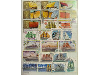 81 timbre tema Transport pe apă - nave, bărci