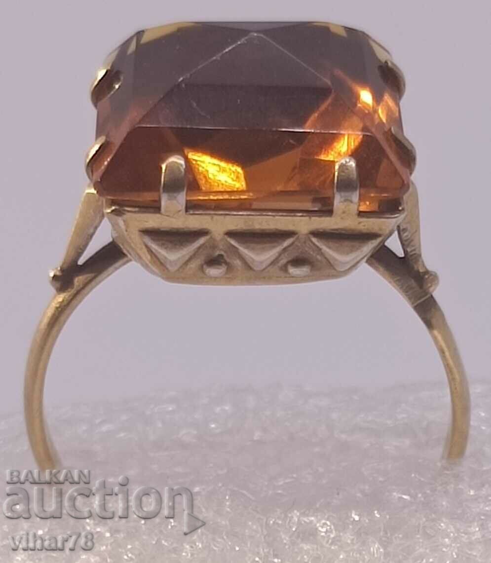 Auction  Russian gold plated silver ring with citrine