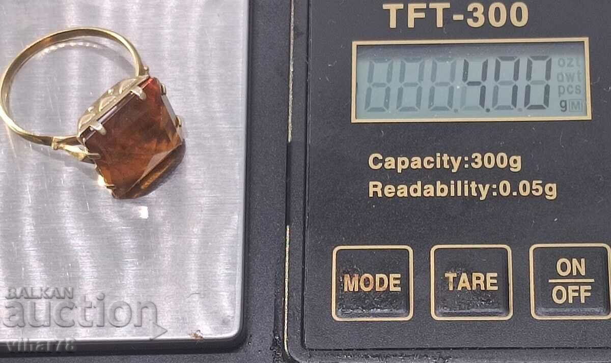 Russian gold plated silver ring with citrine - 6