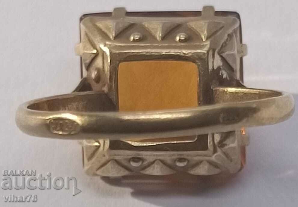 Russian gold plated silver ring with citrine - 7
