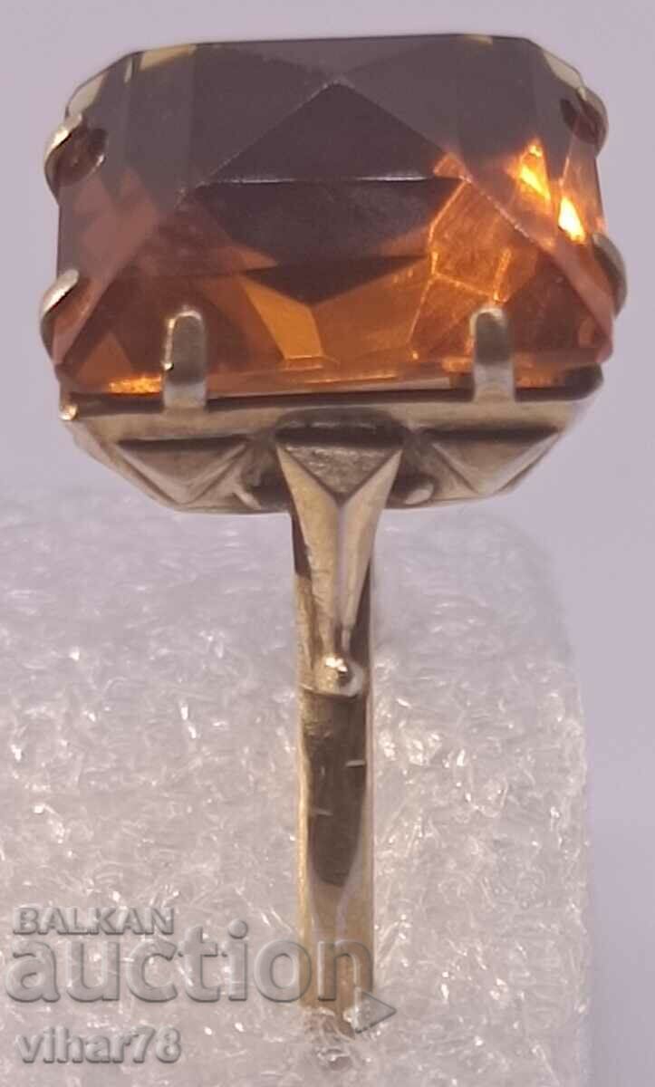 Russian gold plated silver ring with citrine