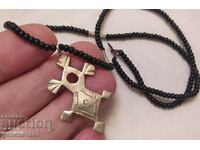 Tuareg cross, talisman, necklace, AGADEZ beads