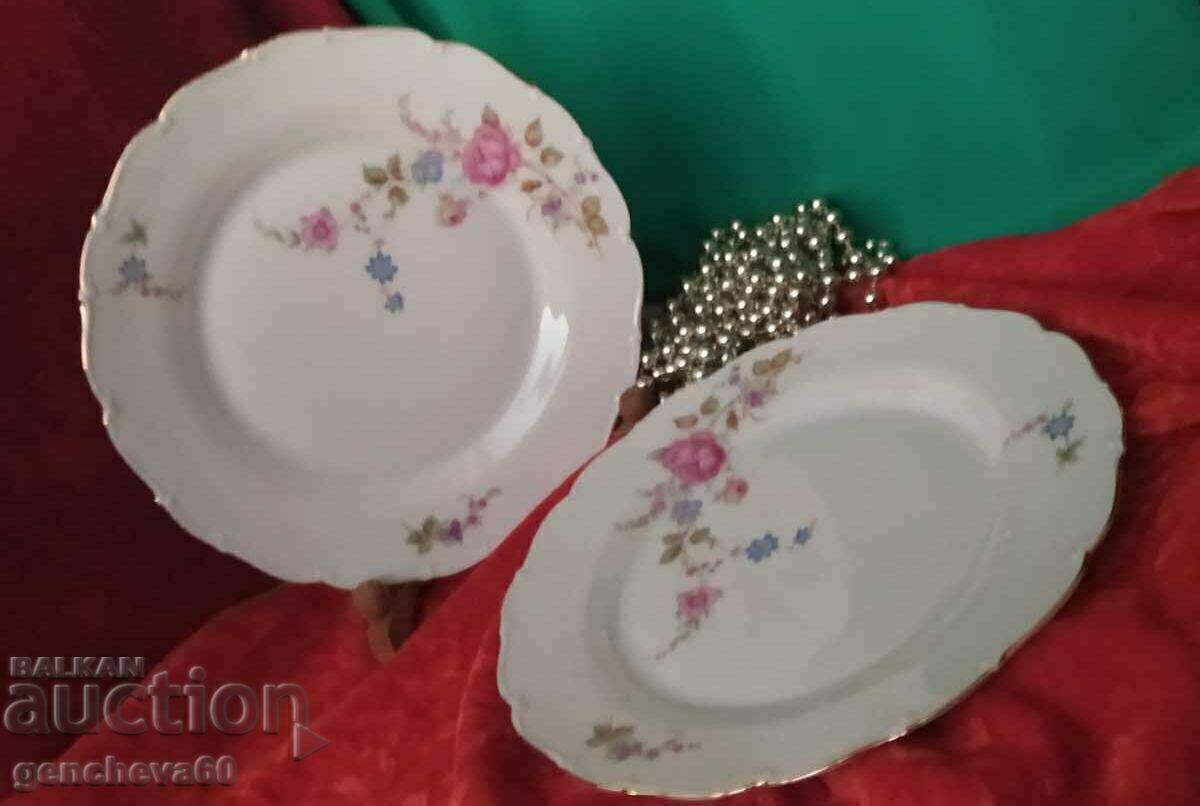TWO Beautiful Complementary Plates/Czechoslovakia - 5 TWO Beautiful Complementary Plates/Czechoslovakia - 5