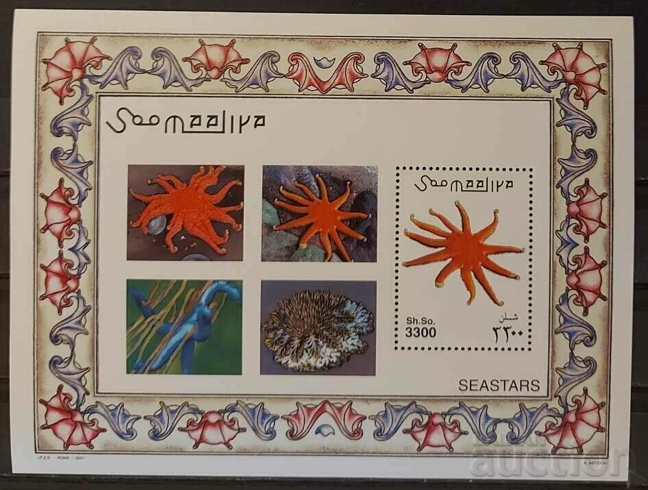 Сомалия 2001 Фауна/Морски звезди Блок 10 € MNH